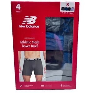 Men's Size S (28-30) New Balance 4 Pack Performance Athletic Mesh Boxer Briefs